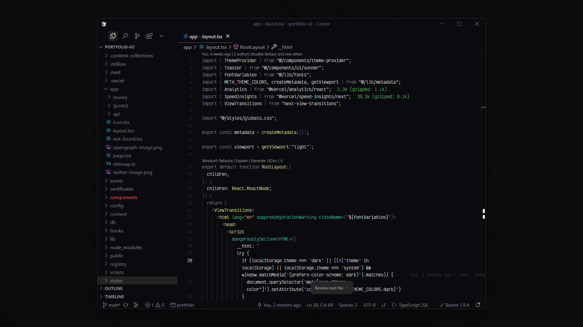 Cursor setup